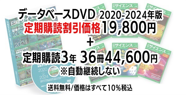 日経サイエンス 記事データベース 2020-2024＋日経サイエンス定期購読（自動継続しない）(DVD 2020-2024年版（19,800円）-定期購読3年36冊 （44,600円）-64,400円（税込）)